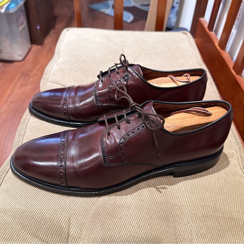 Allen Edmonds Burgundy Leather Cap-Toe Derbys - Picture 5 of 15